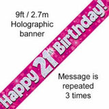 Banner Happy 21st Birthday Pink