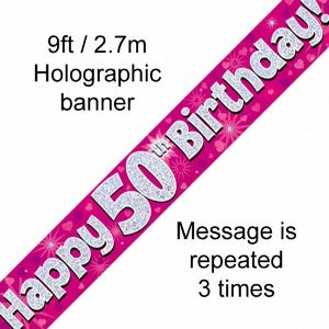 Banner Happy 50th Birthday Pink