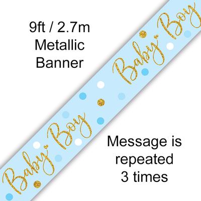 Banner Sparkling Baby Boy Dots Holographic 2.7m