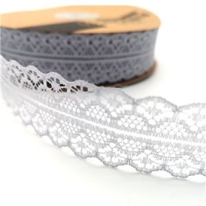 Ribbon - Lace Edge Grey 3cm p/m (35m)