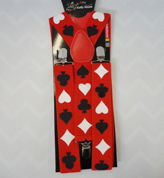 Suspender Braces Red with Poker design