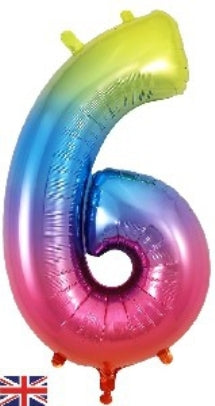Foil Balloon Super Shape 6 Rainbow 34inch