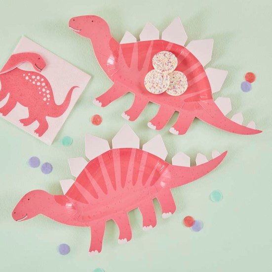 Plates Pink Dino shaped (8)