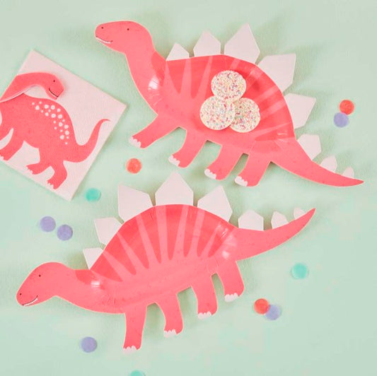 Plates Pink Dino shaped (8)