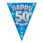Bunting Happy 50 Birthday blue