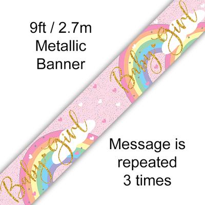 Banner Baby Girl Pastel Rainbow Holographic 2.7m