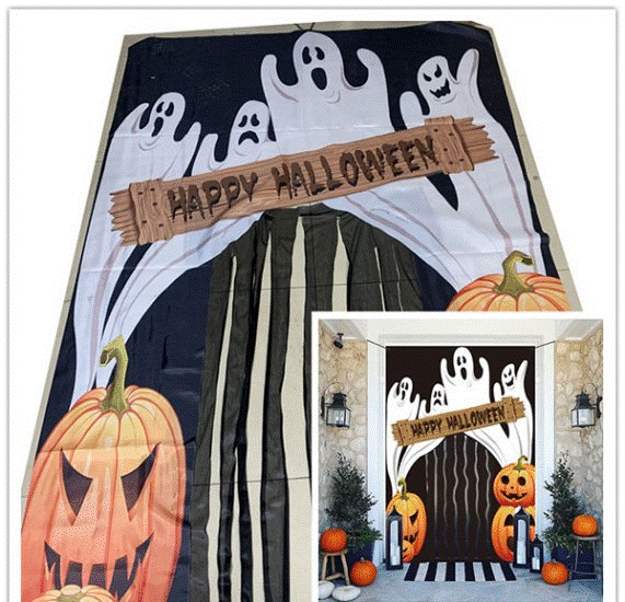Door Curtain Ghosts/Pumpkins 240x145cm