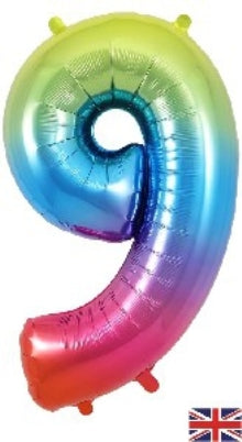 Foil Balloon Super Shape 9 Rainbow 34inch