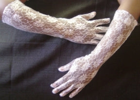 Gloves White Long Lace