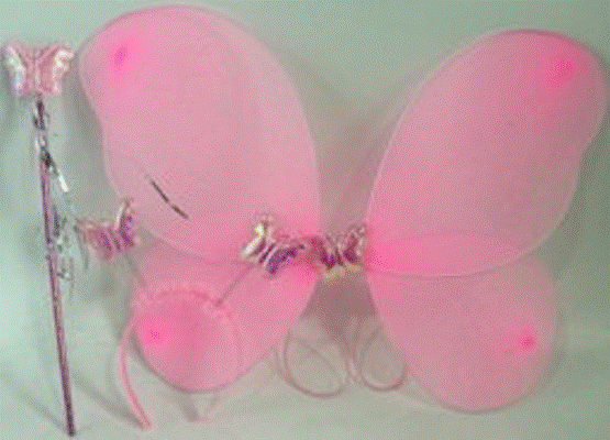 Wings Butterfly Pink 45cm & Tiara & Wand