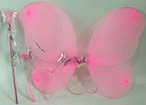 Wings Butterfly Pink 45cm & Tiara & Wand