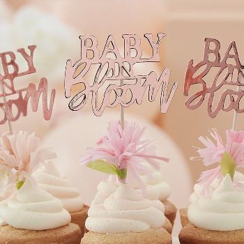Baby in Bloom Rose Gold &amp; Blush Cupcake Topper (12)