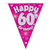 Bunting Happy 60 Birthday pink