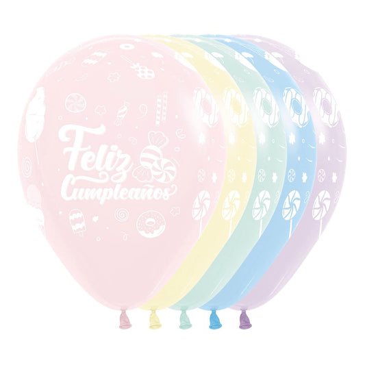 Balloon - Latex REDONDO INFINITY FELIZ CUMPLEAÑOS DULCE PASTEL MATE SURTIDO