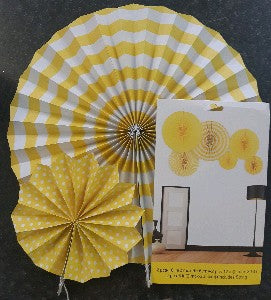 Fan Decoration Yellow 6pcs