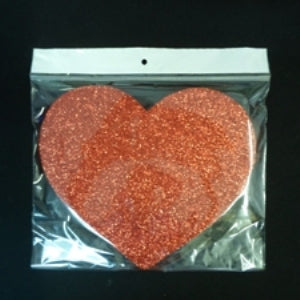 Poly Heart 25cm Red Glitter