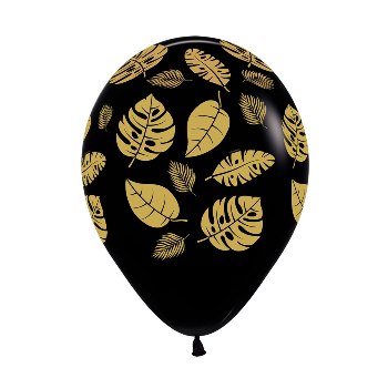 Balloon - Latex Gold Leaves on Black