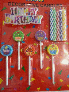 Cup Cake Candles with Happy Birthday Sign (5)
