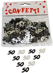 Confetti 50 Black &amp; Silver 10mm 16g