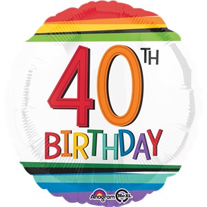 Foil Balloon Rainbow 40th Birthday