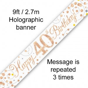 Banner Sparkling Fizz Rose Gold 40th Birthday