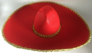 Mexican Hat Red with Silver/ Gold Trim 60cm