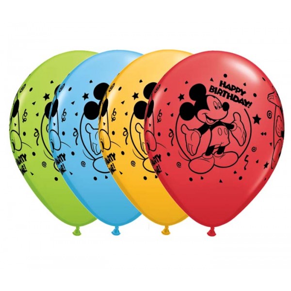 Balloon - Latex Mickey Mouse Happy Birthday 11inch assorted