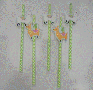 Paper Straws / Cake Toppers - Fiesta Llama, Cactus (5)