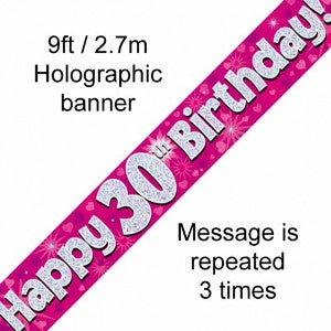 Banner Happy 30th Birthday Pink