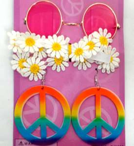Hippie Set: Glasses, Earrings, Flower Band