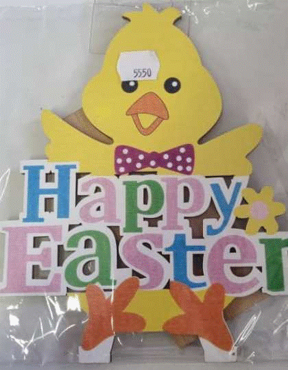 Wooden Deco Happy Easter Chicken 17x18cm