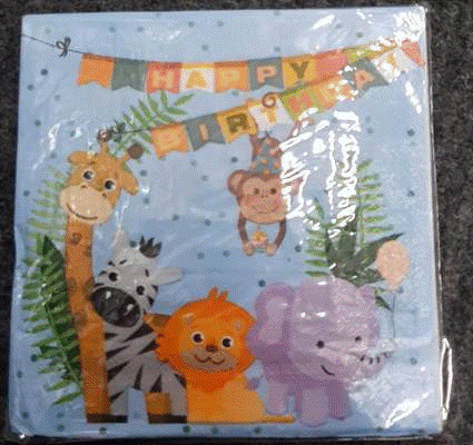 Wild Animals - Serviettes Happy Birthday (20)