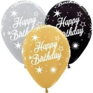 Balloon - Latex Happy Birthday Sparkling assorted