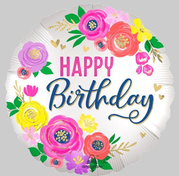 Foil Balloon - Artful Floral Birthday