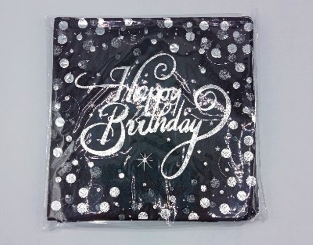 Serviettes Happy Birthday Sparkling Fizz Silver (