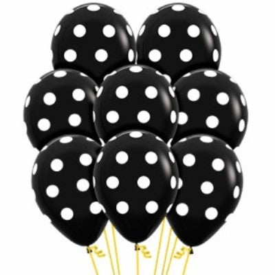 Balloon - Latex Polka White on Black