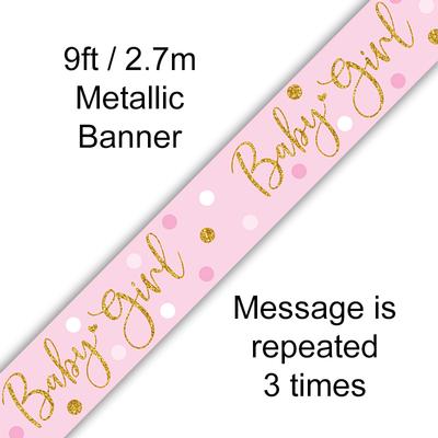 Banner Sparkling Baby Girl Dots Holographic 2.7m