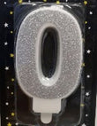 Candle Numeric 0 Glitter Silver