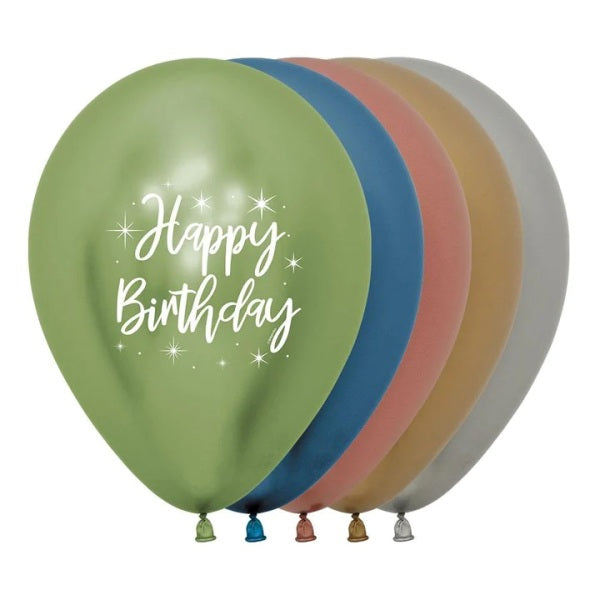 Balloon - Latex Happy Birthday Radiant Chrome assorted