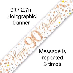Banner Sparkling Fizz Rose Gold happy 90th 2.7m