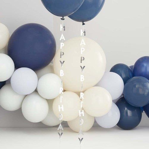 Balloon Tail Silver Happy Birthday 5x1m