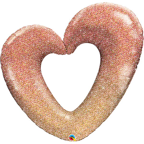 Foil Balloon Super Shape Rose Gold Glitter Ombre Heart 42inch