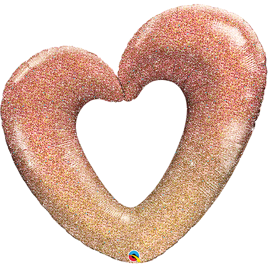 Foil Balloon Super Shape Rose Gold Glitter Ombre Heart 42inch