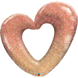 Foil Balloon Super Shape Rose Gold Glitter Ombre Heart 42inch