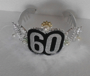 Tiara Silver with Fur &amp; Pearls 60th