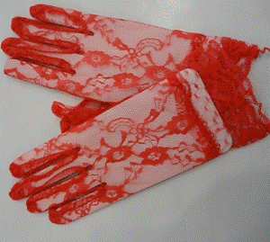 Gloves Lace 23cm Red