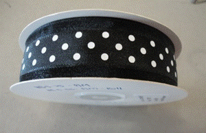 Ribbon - Organza Dots Black 3cm