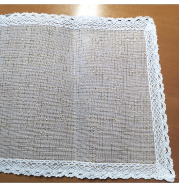 Table Runner - Cream with Gold Thread 30cmx2.5m