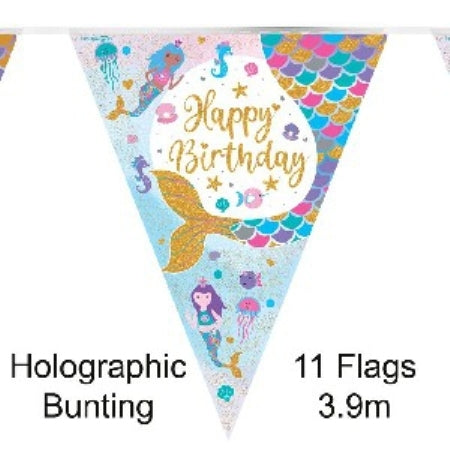 Mermaid Happy Birthday Holographic Bunting 3.9m