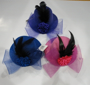 Hat with Clip,Feathers,Flower &amp; Net